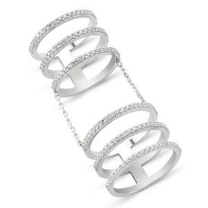 NEW AMORIUM SIX LINES RING 925 STERLING SILVER WITH CZ